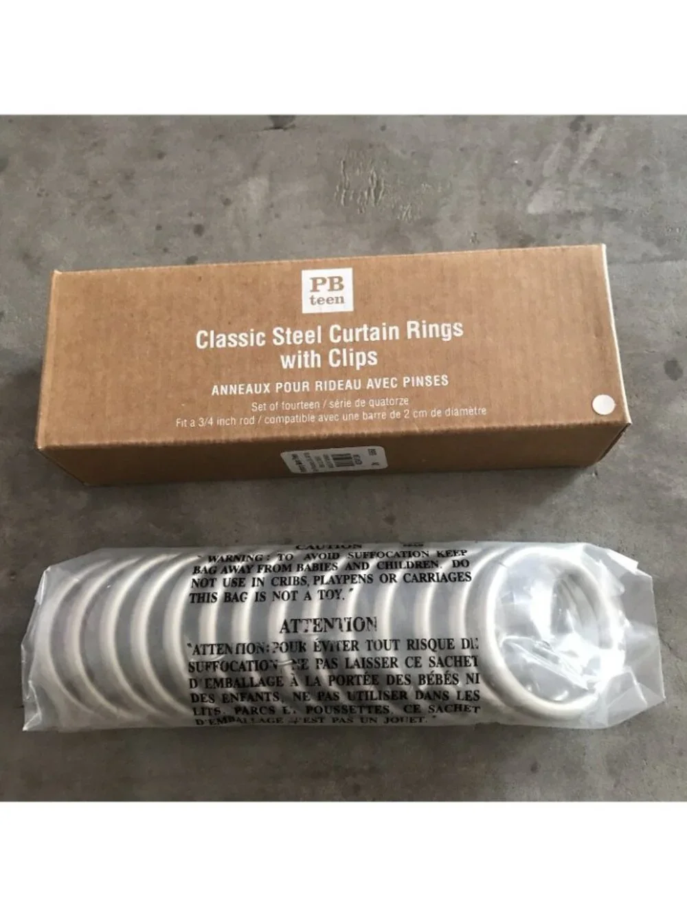 Pottery Barn Teen Classic Steel Curtain Rings Clips Silver Window Hardware Lot